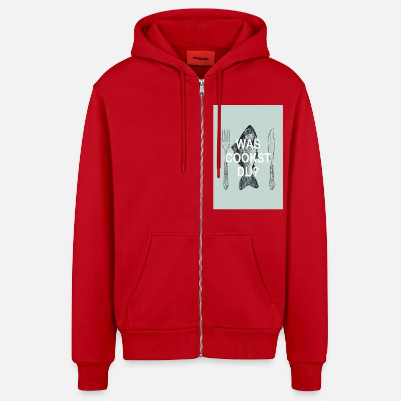 que cuisinez-vous? - Veste à capuche bio décontractée fabriquée en UE - rouge