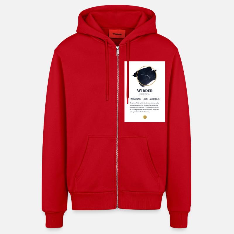 Sternzeichen Widder - Organic Relaxed Kapuzenjacke Made in EU - Rot