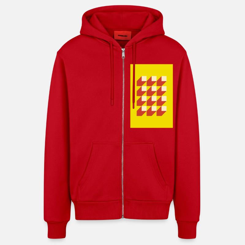 Geometry with shadows - Organic Relaxed Kapuzenjacke Made in EU - Rot