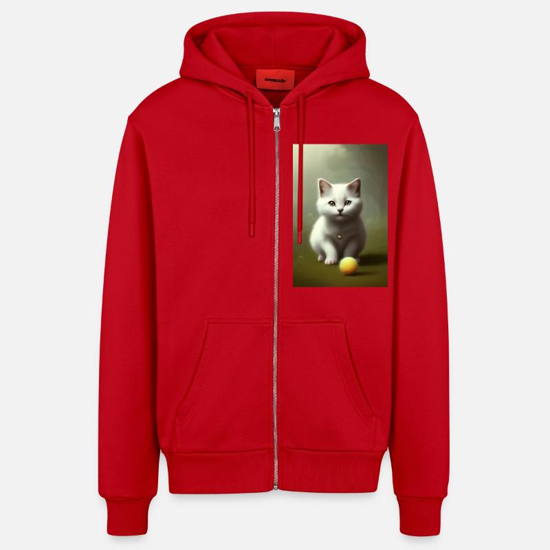Petit bébé chat mignon - Veste à capuche bio décontractée fabriquée en UE - rouge