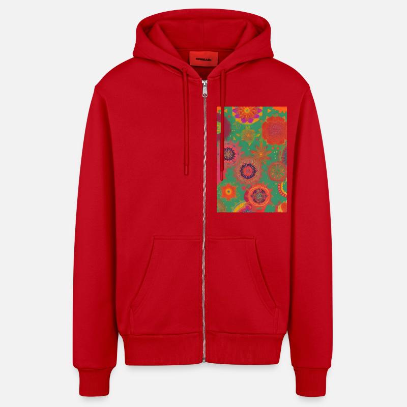 Retro Muster - Organic Relaxed Kapuzenjacke Made in EU - Rot