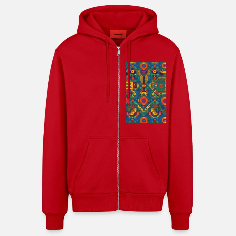 Modèle rétro - Veste à capuche bio décontractée fabriquée en UE - rouge