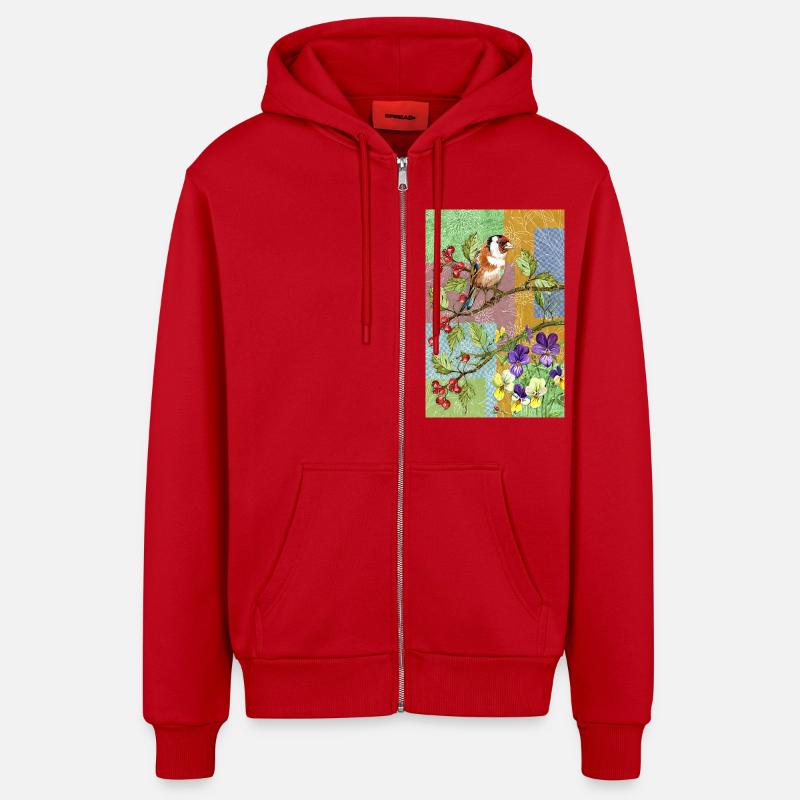 Bunter Vogel - Organic Relaxed Kapuzenjacke Made in EU - Rot