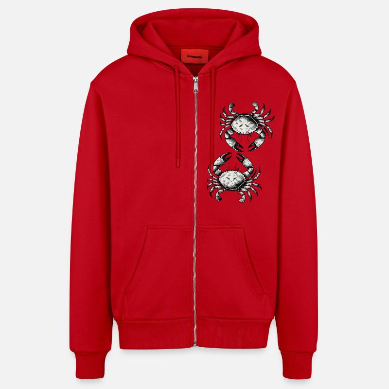 Crabe Crabe - Veste à capuche bio décontractée fabriquée en UE - rouge