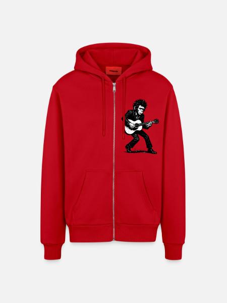 Singer Songwriter | The Monkey Dancer - Organic Relaxed Hooded Jacket Made in EU - red