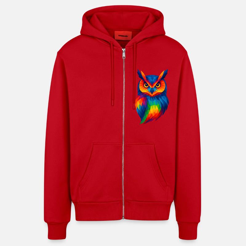 WPAP Stil Tiere - Eule - Organic Relaxed Kapuzenjacke Made in EU - Rot