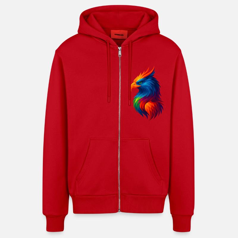 WPAP Stil Polygon Tiere - Greiff - Organic Relaxed Kapuzenjacke Made in EU - Rot