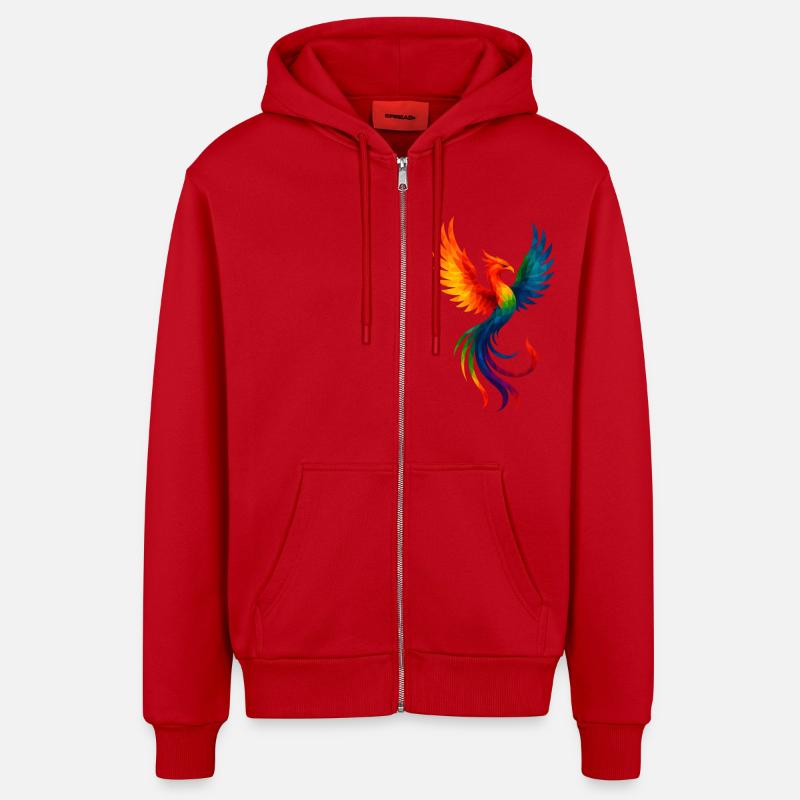 Animaux de style WPAP - Phoenix - Veste à capuche bio décontractée fabriquée en UE - rouge
