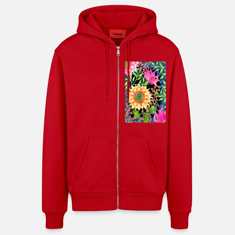 Fleur - Veste à capuche bio décontractée fabriquée en UE - rouge