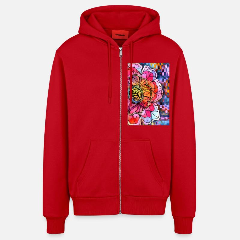 Fleur - Veste à capuche bio décontractée fabriquée en UE - rouge