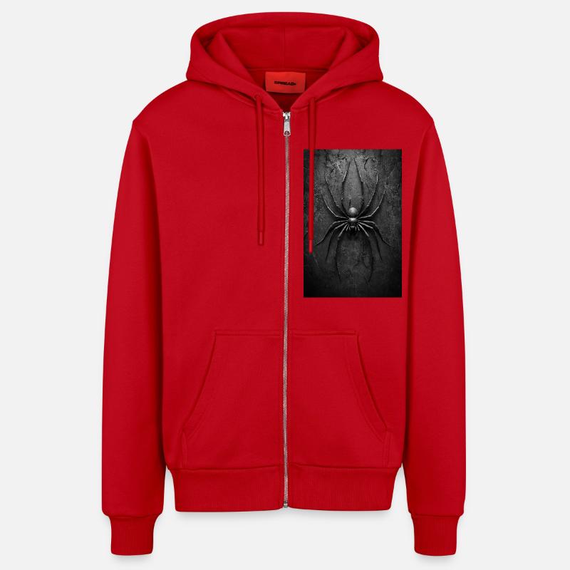 Black Widow Style Spider Art - Veste à capuche bio décontractée fabriquée en UE - rouge