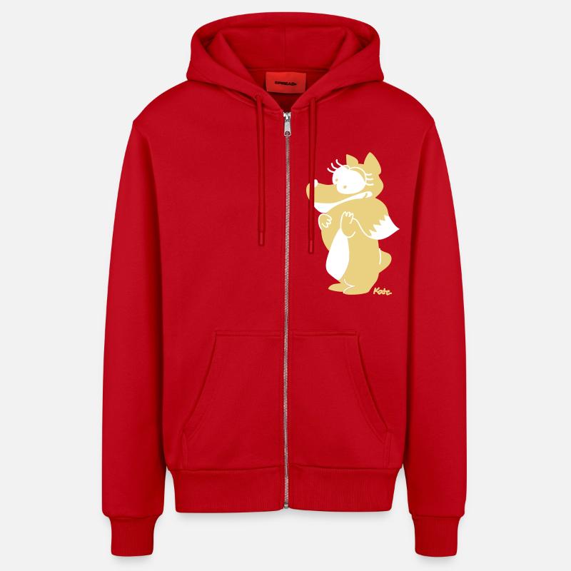 Fuchs (couleur) - Veste à capuche bio décontractée fabriquée en UE - rouge