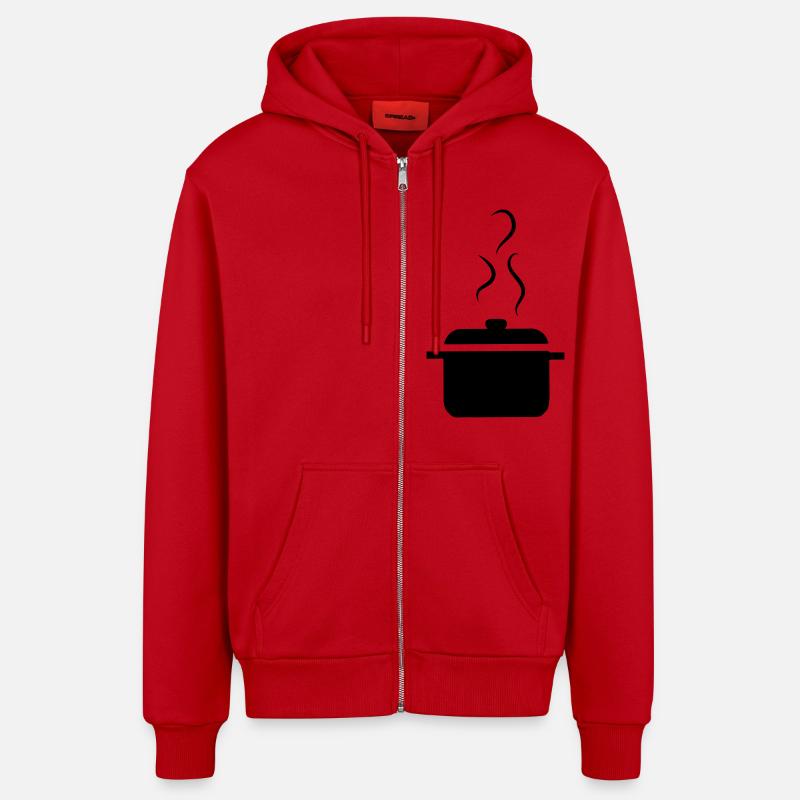 Casserole - Veste à capuche bio décontractée fabriquée en UE - rouge