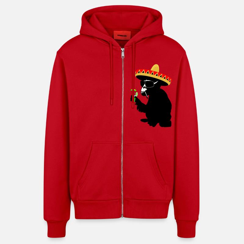 Funky Monkey - Veste à capuche bio décontractée fabriquée en UE - rouge