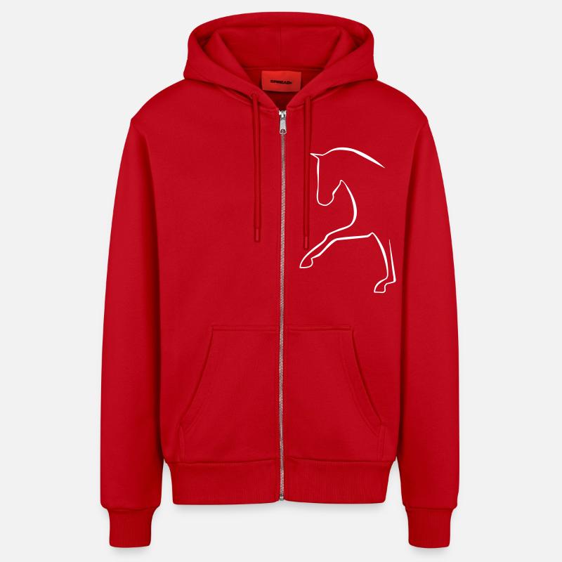 Pferd - Organic Relaxed Kapuzenjacke Made in EU - Rot