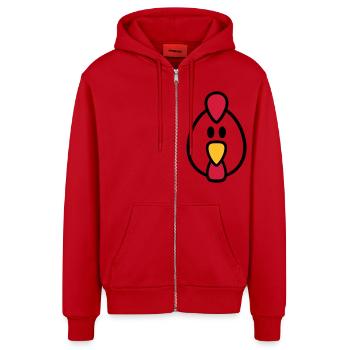 Poule - Veste à capuche bio décontractée fabriquée en UE - rouge - Devant