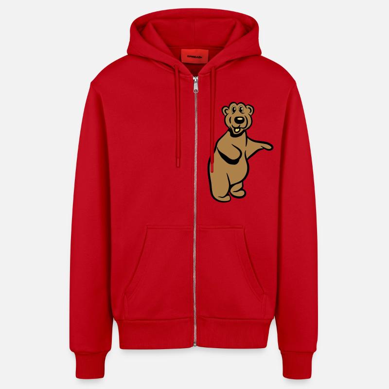 Bär witzig comic - Organic Relaxed Kapuzenjacke Made in EU - Rot