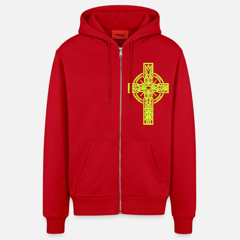 Croix Croix Crucifix Halloween - Veste à capuche bio décontractée fabriquée en UE - rouge
