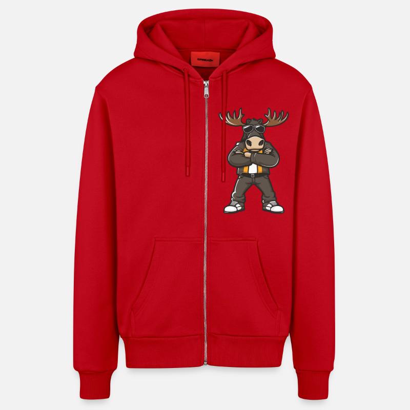 Bande dessinée Moose - Veste à capuche bio décontractée fabriquée en UE - rouge
