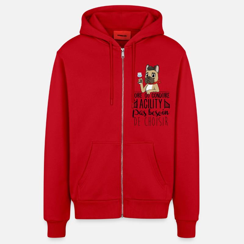 Boire ou Conduire - Bouledogue Français - Veste à capuche bio décontractée fabriquée en UE - rouge