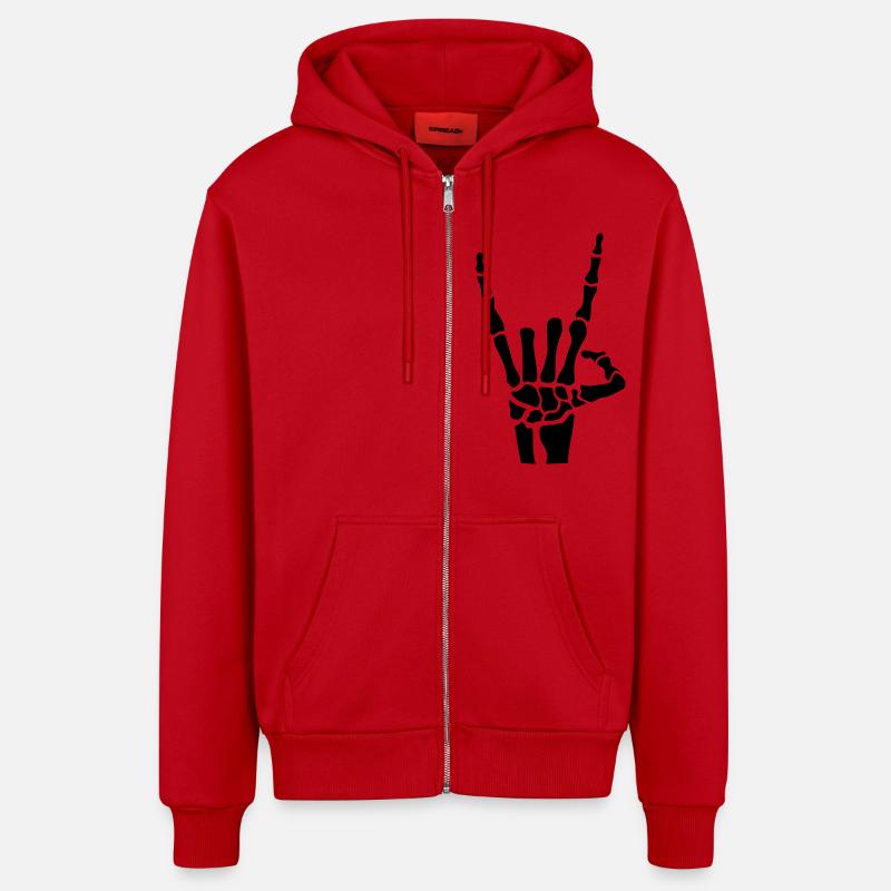 Rock Hand - Organic Relaxed Kapuzenjacke Made in EU - Rot