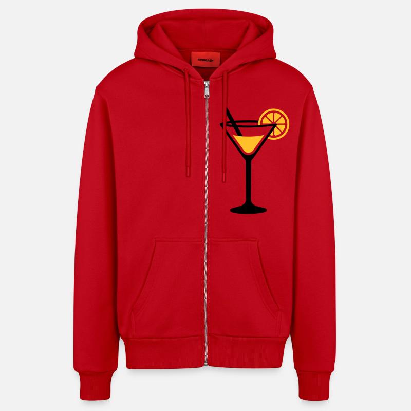 Cocktail - Veste à capuche bio décontractée fabriquée en UE - rouge