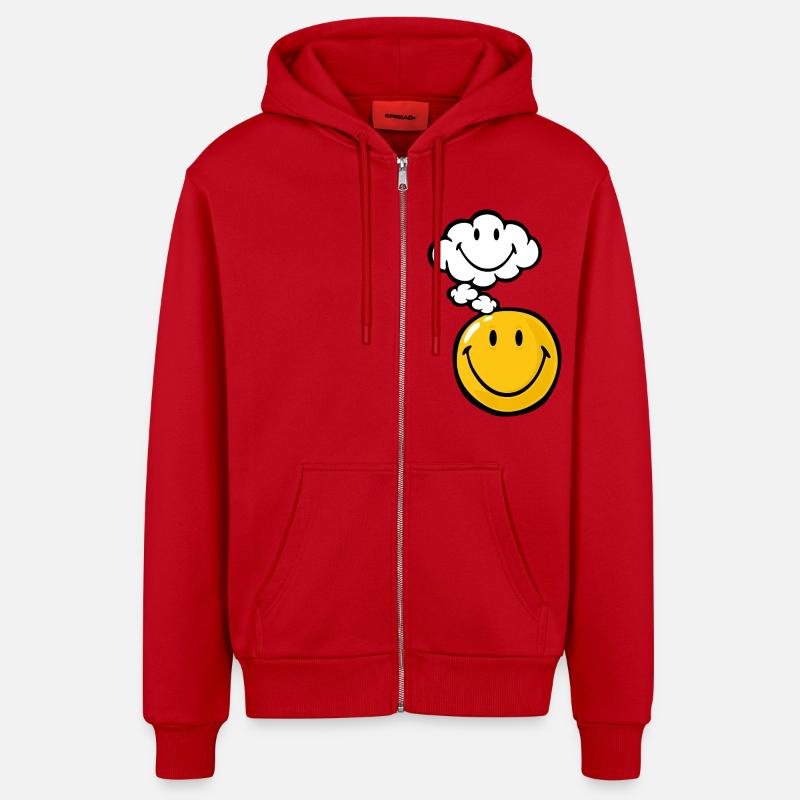 Smiley Thought - Veste à capuche bio décontractée fabriquée en UE - rouge