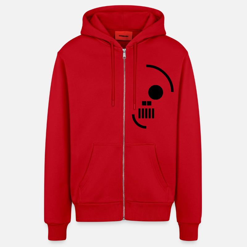 Skull - Veste à capuche bio décontractée fabriquée en UE - rouge