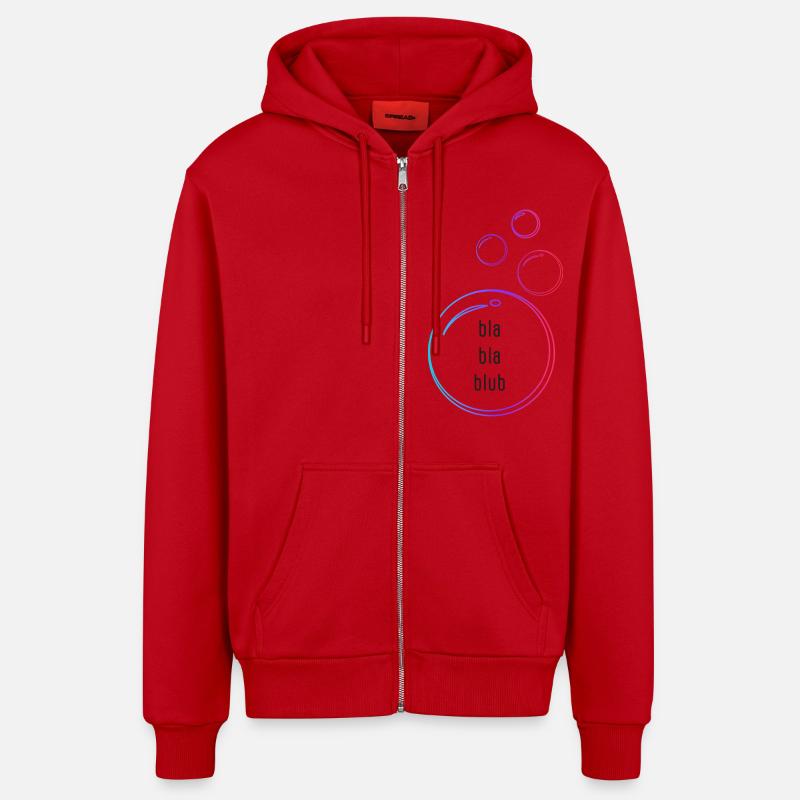 bla bla bla - Veste à capuche bio décontractée fabriquée en UE - rouge