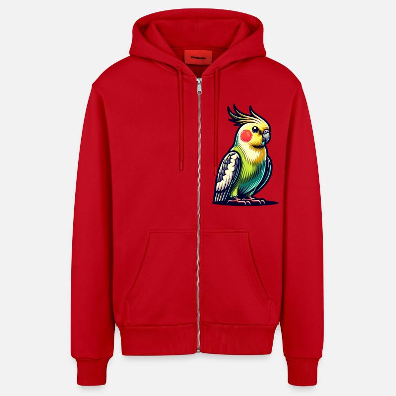 Calopsitte mignonne - Veste à capuche bio décontractée fabriquée en UE - rouge
