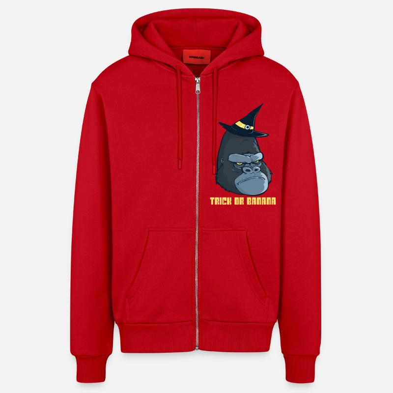 Halloween Gorilla 2 - Veste à capuche bio décontractée fabriquée en UE - rouge