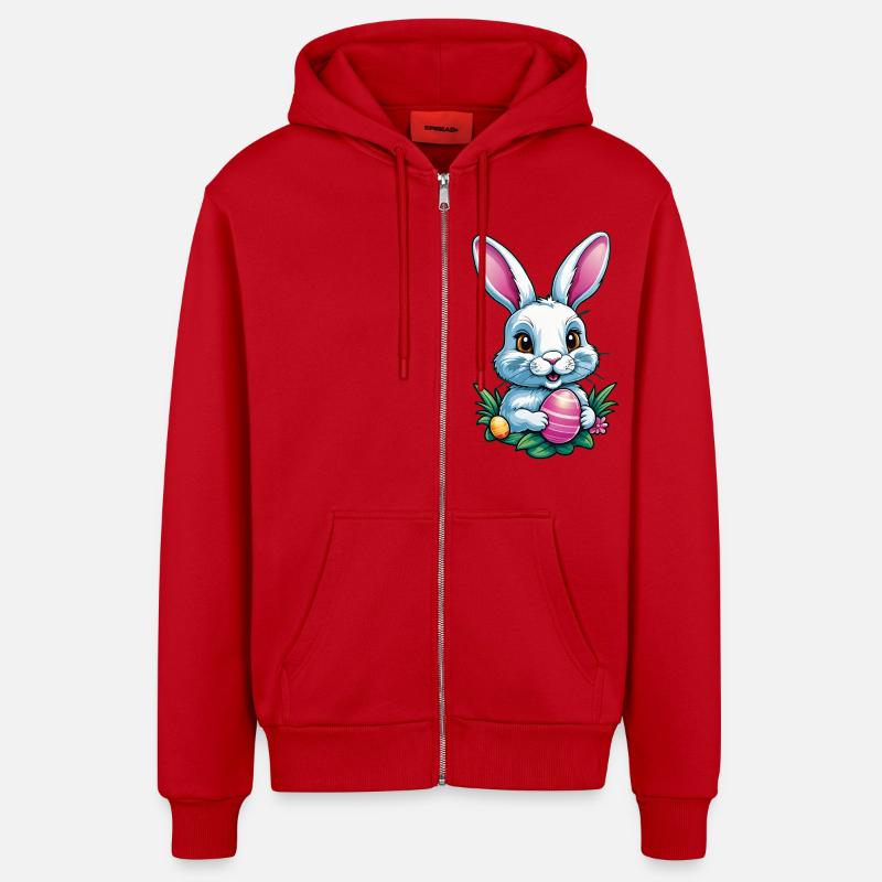 Lapin de Pâques - Veste à capuche bio décontractée fabriquée en UE - rouge