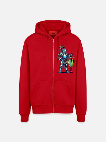 Knight Comic - Organic Relaxed Hooded Jacket Made in EU - red