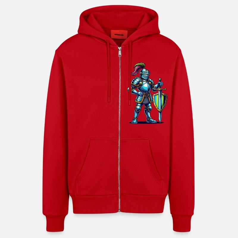 Bande dessinée Knight - Veste à capuche bio décontractée fabriquée en UE - rouge