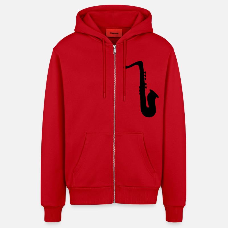 saxophone - Veste à capuche bio décontractée fabriquée en UE - rouge