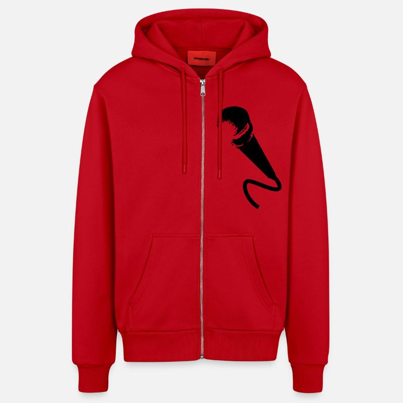 microphone - Veste à capuche bio décontractée fabriquée en UE - rouge