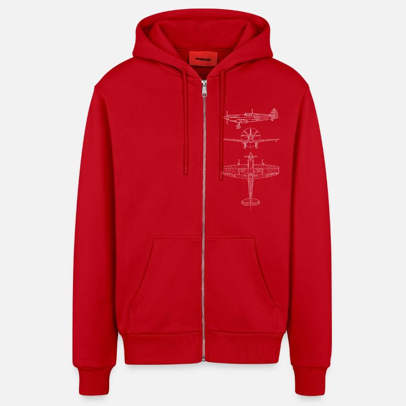 Spitfire Blueprint - Veste à capuche bio décontractée fabriquée en UE - rouge