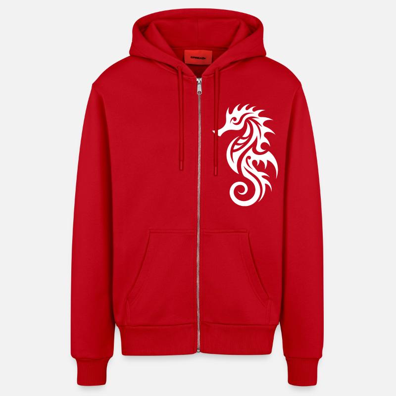 Déguisement d’hippocampe de tatouage - Veste à capuche bio décontractée fabriquée en UE - rouge