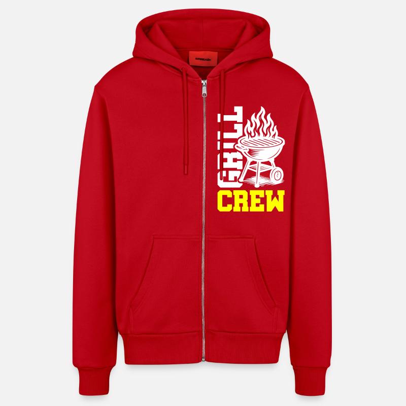 Grill Crew - Organic Relaxed Kapuzenjacke Made in EU - Rot