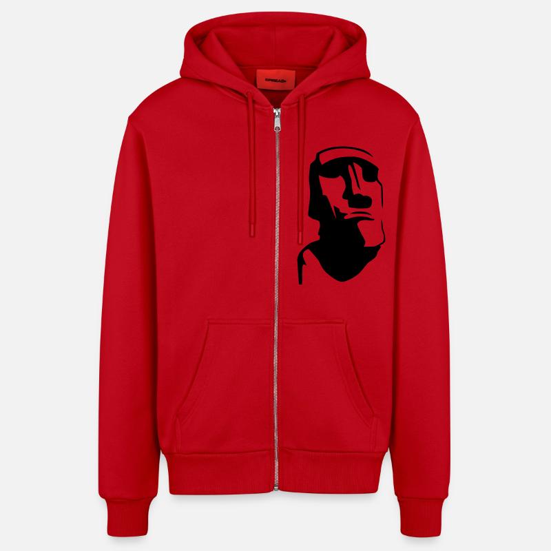 Easter Island - Veste à capuche bio décontractée fabriquée en UE - rouge