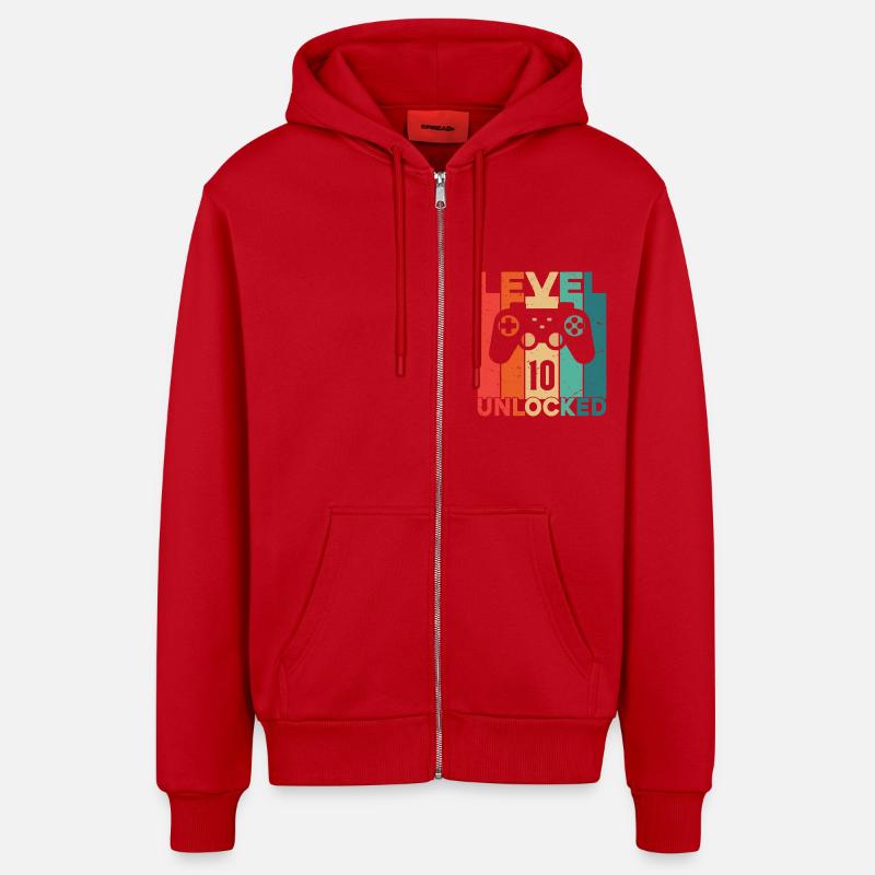 Niveau 10 Débloqué - Veste à capuche bio décontractée fabriquée en UE - rouge