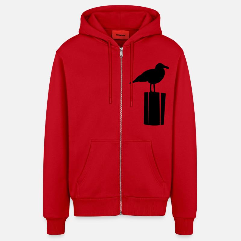 Möwe sitzend - Organic Relaxed Kapuzenjacke Made in EU - Rot