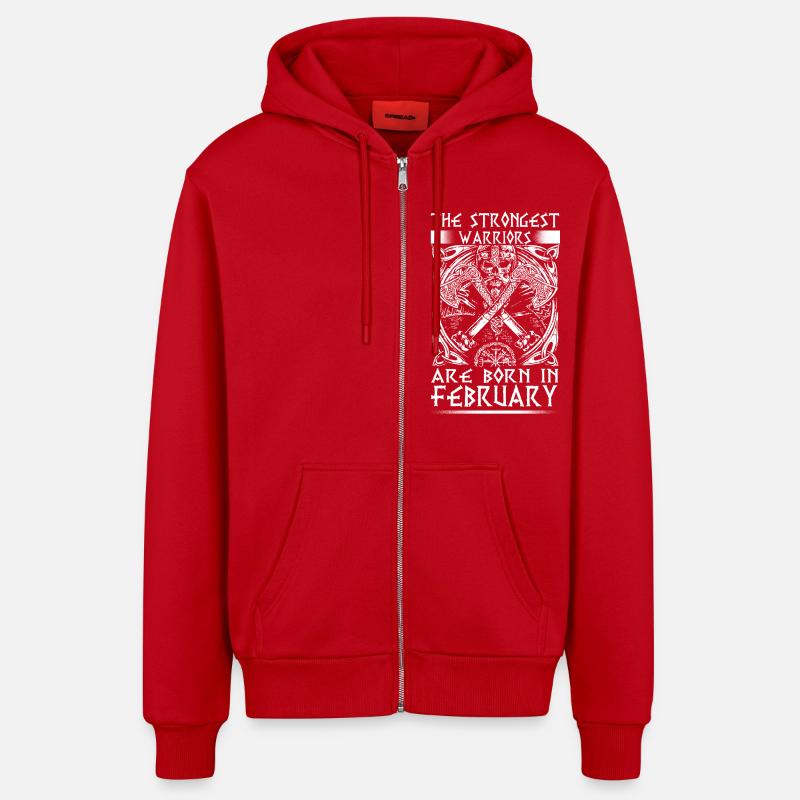 Anniversaire de février - Viking - - fr - Veste à capuche bio décontractée fabriquée en UE - rouge