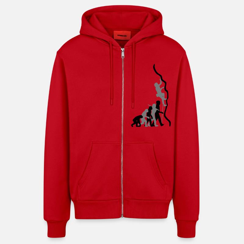 Climb Evolution 2c - Organic Relaxed Hooded Jacket Made in EU - red