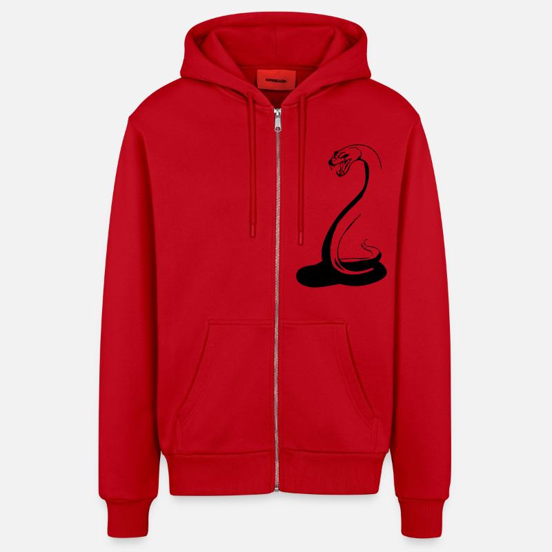 serpent - Veste à capuche bio décontractée fabriquée en UE - rouge