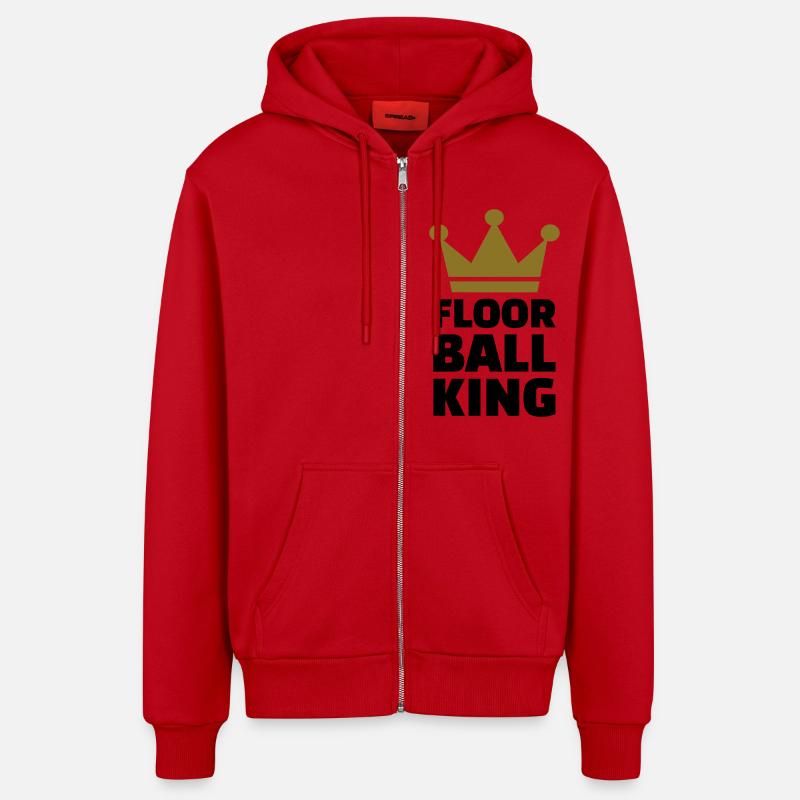 Floorball King - Veste à capuche bio décontractée fabriquée en UE - rouge