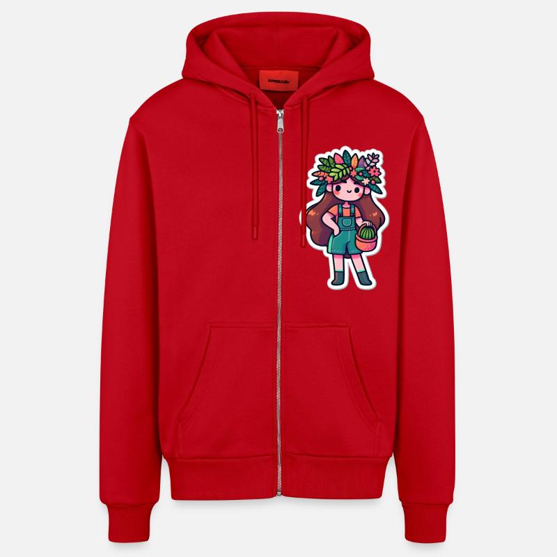 DAME DES PLANTES - Veste à capuche bio décontractée fabriquée en UE - rouge