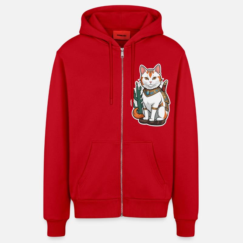 Bande dessinée Chat - Veste à capuche bio décontractée fabriquée en UE - rouge