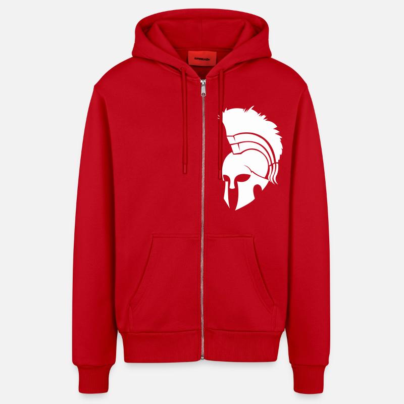 Casque Sparta - Veste à capuche bio décontractée fabriquée en UE - rouge