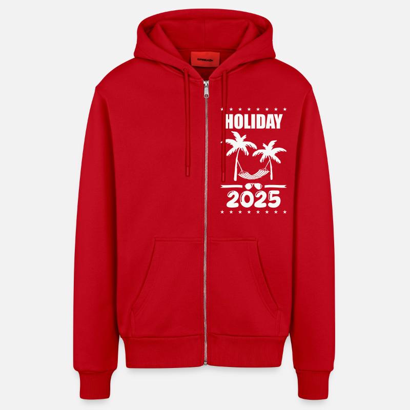 Vacances 2025 - Veste à capuche bio décontractée fabriquée en UE - rouge